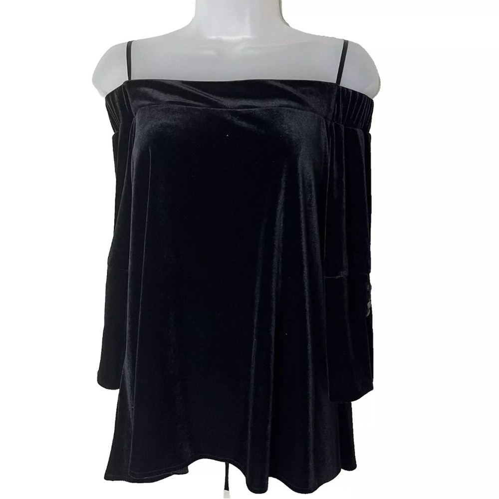 NEW Hobbs London Velvet Top Size 4 Black Spaghetti Straps 3/4 Sleeves Dressy
